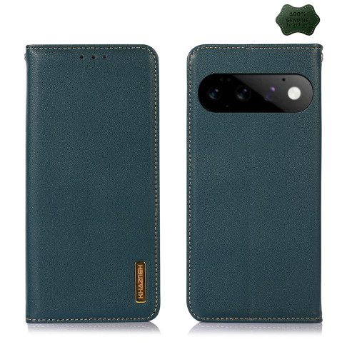 Google Pixel 11 / Pixel 11 Pro KHAZNEH Nappa Top Layer Cowhide Leather Phone Case - Green