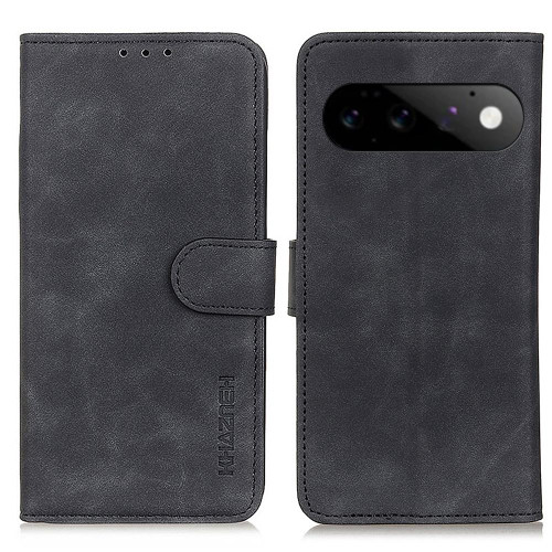 Google Pixel 11 / Pixel 11 Pro KHAZNEH Retro Texture Flip Leather Phone Case - Black