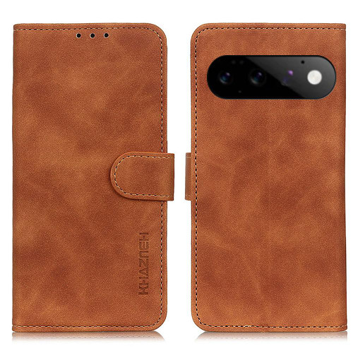Google Pixel 11 / Pixel 11 Pro KHAZNEH Retro Texture Flip Leather Phone Case - Brown