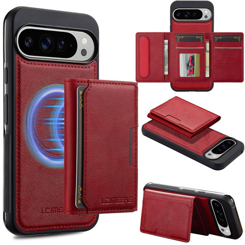 Google Pixel 11 / Pixel 11 Pro LC.IMEEKE L5 Series Detachable RFID Card Bag Magsafe Phone Case - Red