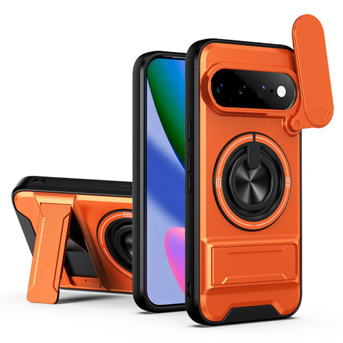Google Pixel 11 / Pixel 11 Pro Lens Sliding Window Multifunctional Magnetic Shockproof Phone Case - Orange