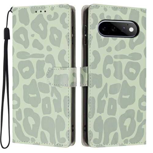 Google Pixel 11 / Pixel 11 Pro Leopard Print Wallet Vegan Leather Phone Case with Lanyard - Light Green