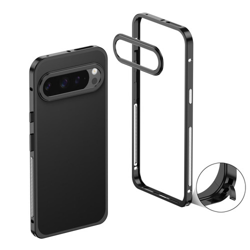 Google Pixel 11 / Pixel 11 Pro Metal Frame Heat Dissipation Phone Case with Camera Guard Ring - Black