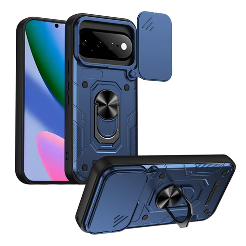 Google Pixel 11 / Pixel 11 Pro Nanshan Armor Sliding Camshield Ring Holder Phone Case - Blue