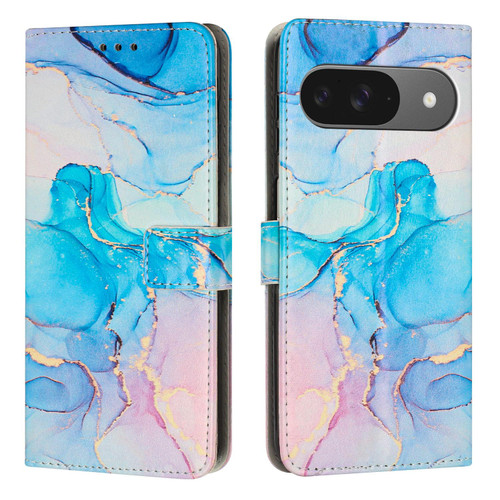 Google Pixel 11 / Pixel 11 Pro Painted Marble Pattern Leather Phone Case - Pink Green