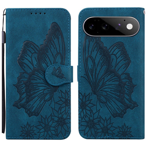 Google Pixel 11 / Pixel 11 Pro Retro Skin Feel Butterflies Embossing Horizontal Flip Leather Phone Case - Blue