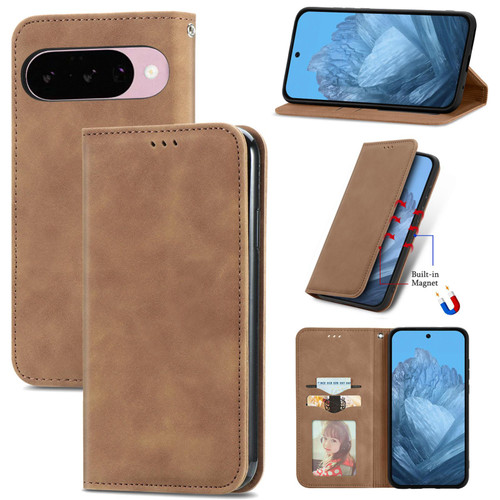 Google Pixel 11 / Pixel 11 Pro Retro Skin Feel Magnetic Flip Leather Phone Case - Brown