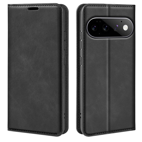 Google Pixel 11 / Pixel 11 Pro Retro-skin Magnetic Suction Leather Phone Case - Black