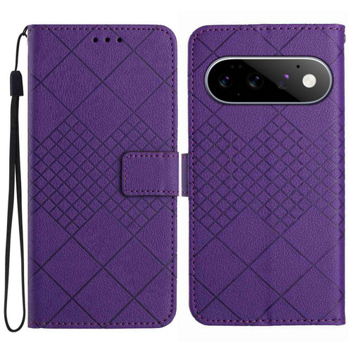 Google Pixel 11 / Pixel 11 Pro Rhombic Grid Texture Leather Phone Case - Purple
