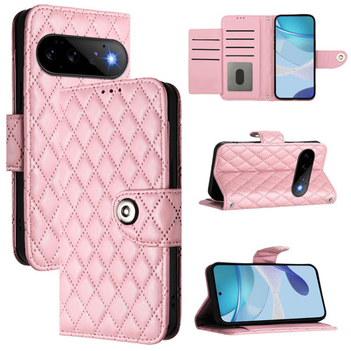 Google Pixel 11 / Pixel 11 Pro Rhombic Texture Flip Leather Phone Case with Lanyard - Pink