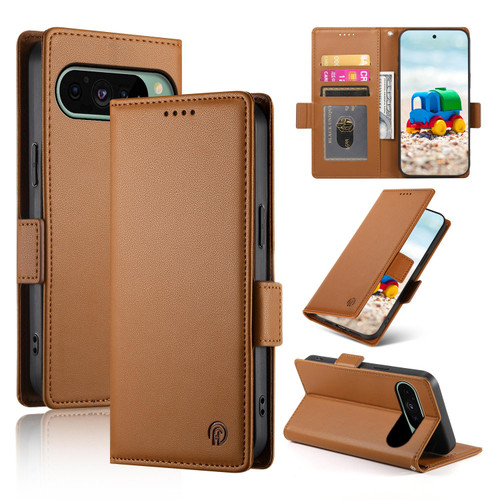 Google Pixel 11 / Pixel 11 Pro Side Buckle Magnetic Frosted Leather Phone Case - Brown