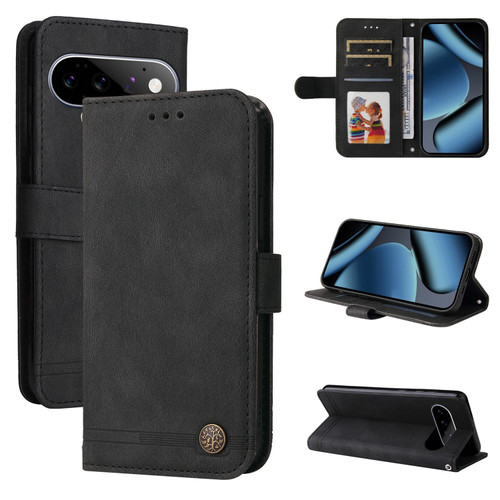 Google Pixel 11 / Pixel 11 Pro Skin Feel Life Tree Metal Button Leather Phone Case - Black