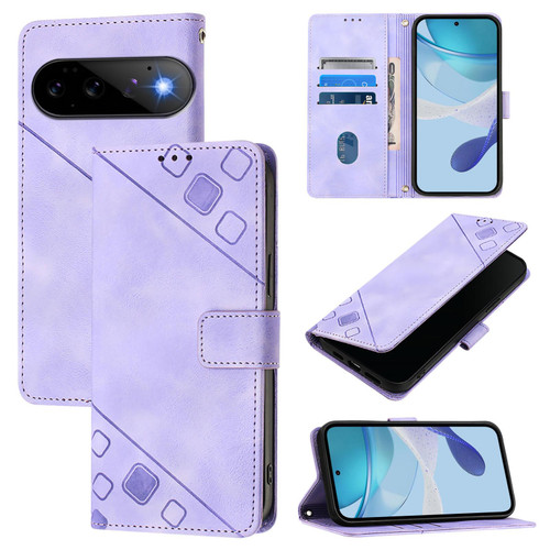 Google Pixel 11 / Pixel 11 Pro Skin-feel Embossed Leather Phone Case - Light Purple