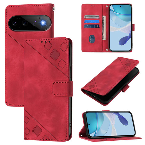 Google Pixel 11 / Pixel 11 Pro Skin-feel Embossed Leather Phone Case - Red