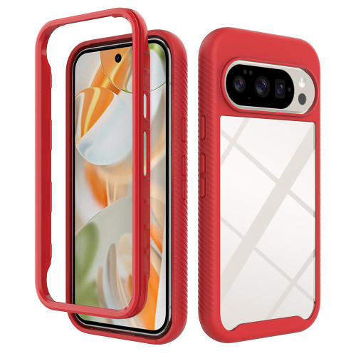 Google Pixel 11 / Pixel 11 Pro Starry Sky Solid Color Shockproof TPU Clear PC Phone Case - Red
