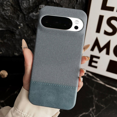Google Pixel 11 / Pixel 11 Pro Stitching Cloth MagSafe Magnetic PC Hybrid PU Phone Case - Cyan Blue