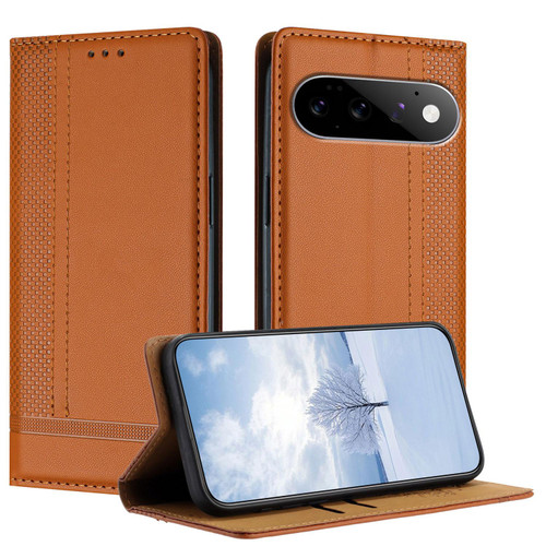 Google Pixel 11 / Pixel 11 Pro Stitching Design Scratch-Resistant Vegan Leather Phone Case - Brown