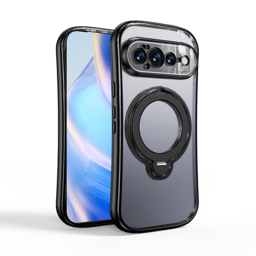 Google Pixel 11 360 Degree Rotation Holder Magnetic Electroplated Phone Case - Black