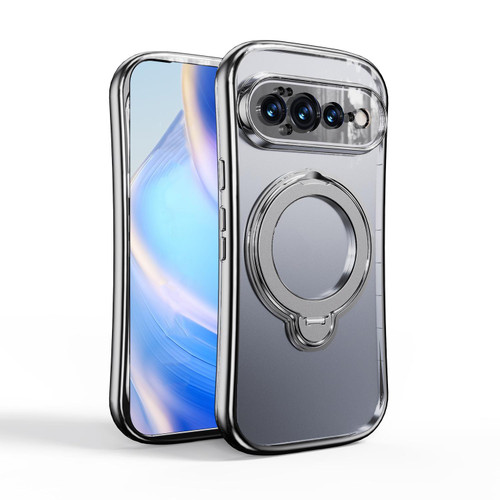 Google Pixel 11 360 Degree Rotation Holder Magnetic Electroplated Phone Case - Silver