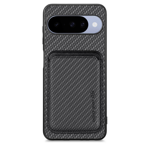 Google Pixel 11 Carbon Fiber Leather Card Magsafe Phone Case - Black