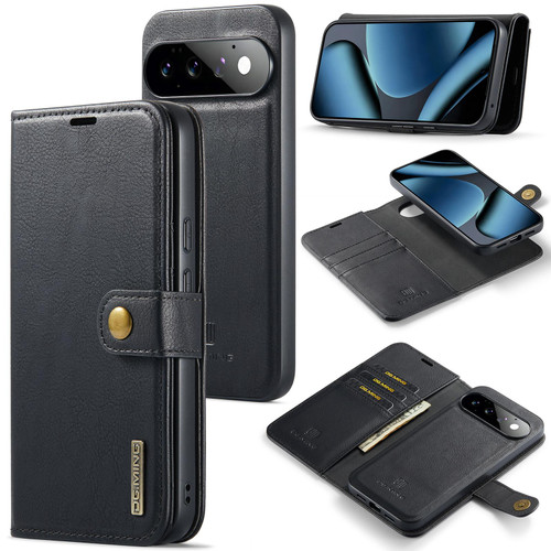 Google Pixel 11 DG.MING Crazy Horse Texture Detachable Magnetic Leather Phone Case - Black