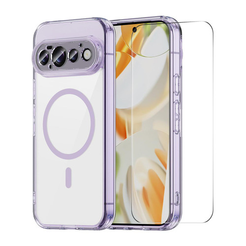 Google Pixel 11 ENKAY Hat-Prince Magnetic Matte Translucent Phone Case with 0.18mm Ultrasonic Unlock Glass Film - Purple