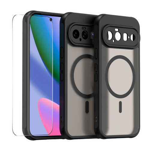 Google Pixel 11 ENKAY Hat-Prince MagSafe Matte Translucent Shockproof Phone Case with 0.18mm High Aluminum-silicon Glass Film - Black