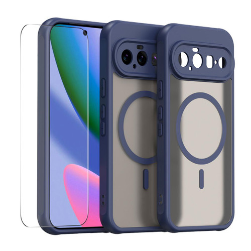 Google Pixel 11 ENKAY Hat-Prince MagSafe Matte Translucent Shockproof Phone Case with 0.18mm High Aluminum-silicon Glass Film - Blue