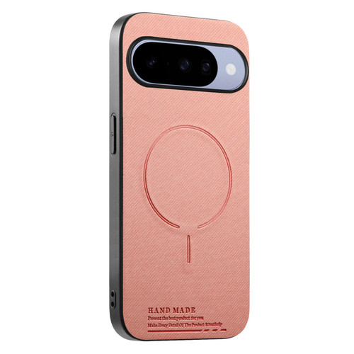 Google Pixel 11 Fabric Magnetic PU Back Cover Phone Case - Pink