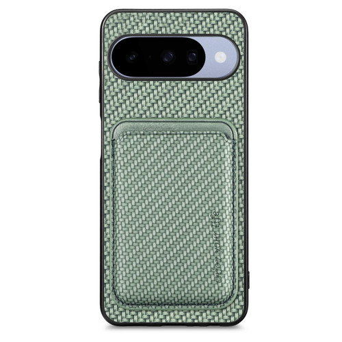 Google Pixel 11 Pro Carbon Fiber Leather Card Magsafe Phone Case - Green