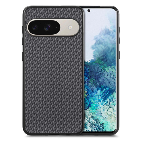 Google Pixel 11 Pro Carbon Fiber Texture Leather Back Cover Phone Case - Black