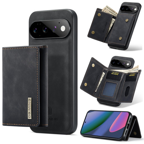 Google Pixel 11 Pro DG.MING M1 Series 3-Fold Multi Card Wallet + Magnetic Phone Case - Black