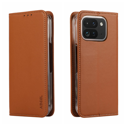 Google Pixel 11 Pro Fold ABEEL AB01 RFID Blocking Leather Phone Case - Brown