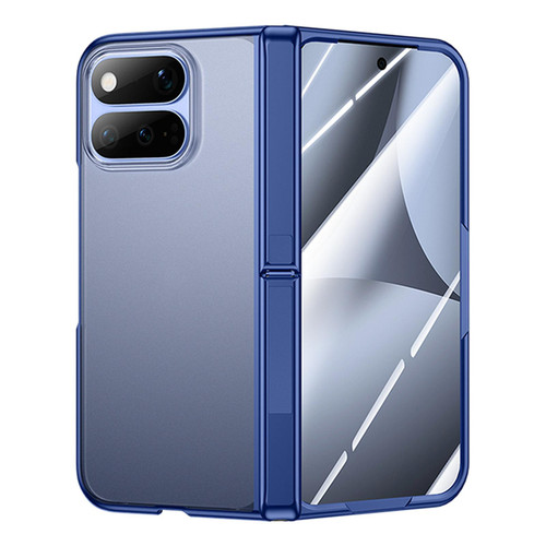 Google Pixel 11 Pro Fold Intergrated Shell And Flim Translucent Frosted Hinge Holder Phone Case - Blue