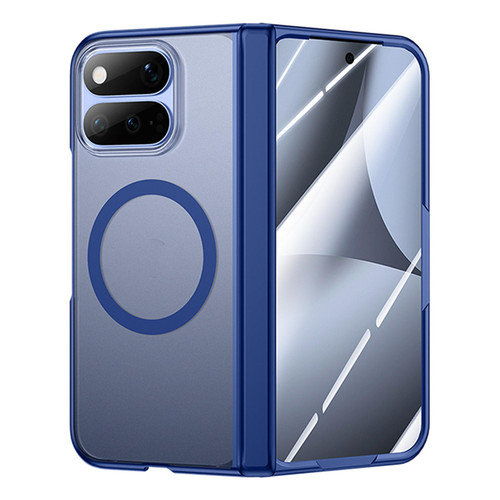 Google Pixel 11 Pro Fold Intergrated Shell And Flim Translucent Frosted Hinge Protective Magnetic Phone Case - Blue