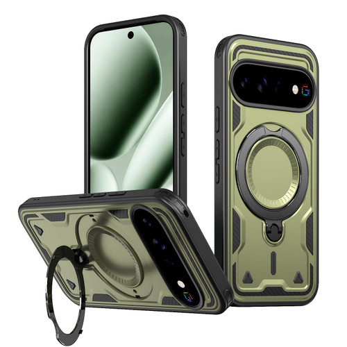 Google Pixel 11 Pro Kalebol PC Hybrid TPU Armor MagSafe Ring Holder Phone Case - Green