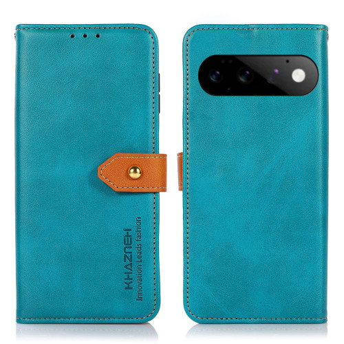 Google Pixel 11 Pro KHAZNEH Dual-color Cowhide Texture Flip Leather Phone Case - Blue