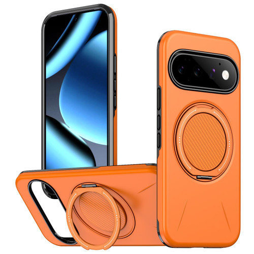 Google Pixel 11 Pro Metal Rotation Holder MagSafe TPU Hybrid PC Phone Case - Orange