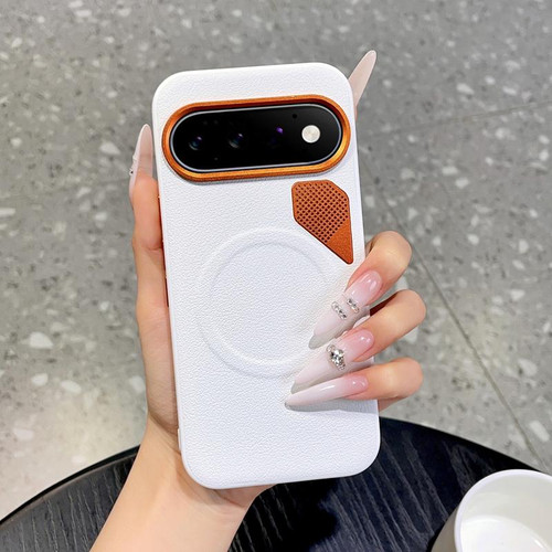 Google Pixel 11 Pro PC + TPU + Leather Cooling Holes MagSafe Phone Case - White