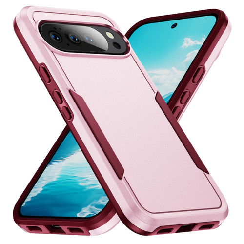 Google Pixel 11 Pro Pioneer Armor Heavy Duty PC + TPU Phone Case - Pink+Rose Red