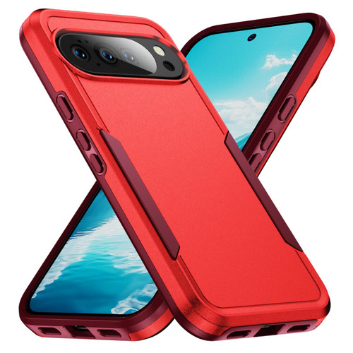 Google Pixel 11 Pro Pioneer Armor Heavy Duty PC + TPU Phone Case - Red+Rose Red