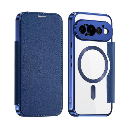 Google Pixel 11 Pro Shield MagSafe RFID Anti-theft Leather Phone Case - Dark Blue