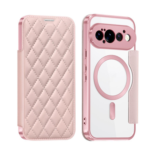 Google Pixel 11 Pro Shield Magsafe RFID Anti-theft Rhombus Leather Phone Case - Pink