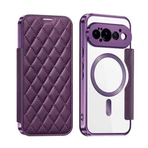 Google Pixel 11 Pro Shield Magsafe RFID Anti-theft Rhombus Leather Phone Case - Purple
