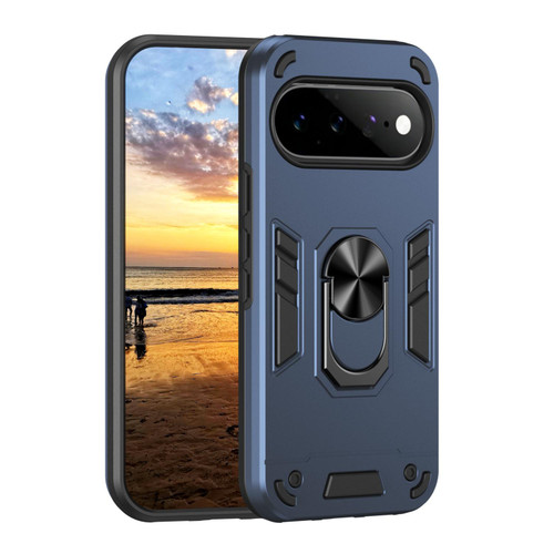 Google Pixel 11 Pro Shockproof Metal Ring Holder Phone Case - Blue