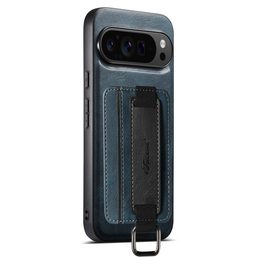 Google Pixel 11 Pro Suteni H13 Card Wallet Wrist Strap Holder PU Phone Case - Blue