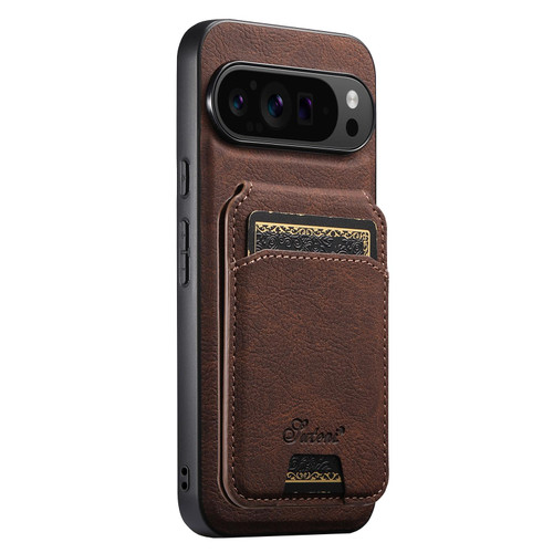 Google Pixel 11 Pro Suteni H16 Litchi Texture Leather Detachable Wallet Back Phone Case - Brown