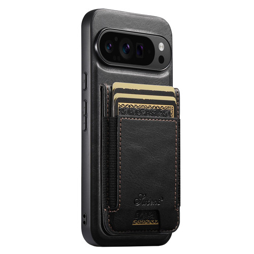 Google Pixel 11 Pro Suteni H17 Oil Eax Leather Detachable Wallet Phone Case - Black