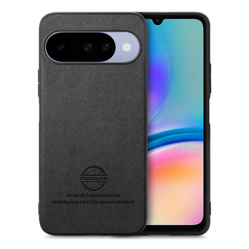 Google Pixel 11 Pro Twill Fabric Leather Skin Back Phone Case - Black