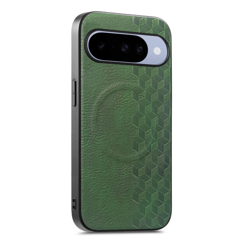 Google Pixel 11 Pro XL 3D Cubic Grid Pressed Magnetic PU Back Cover Phone Case - Green